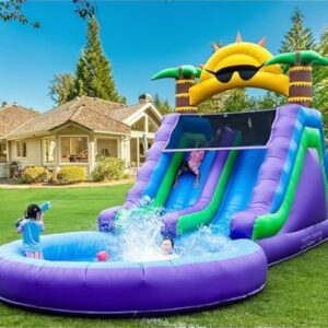 Tropical Purple Paradise With Double Waterslide