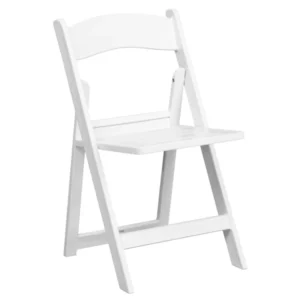 Padded Folding Resin Chair - White